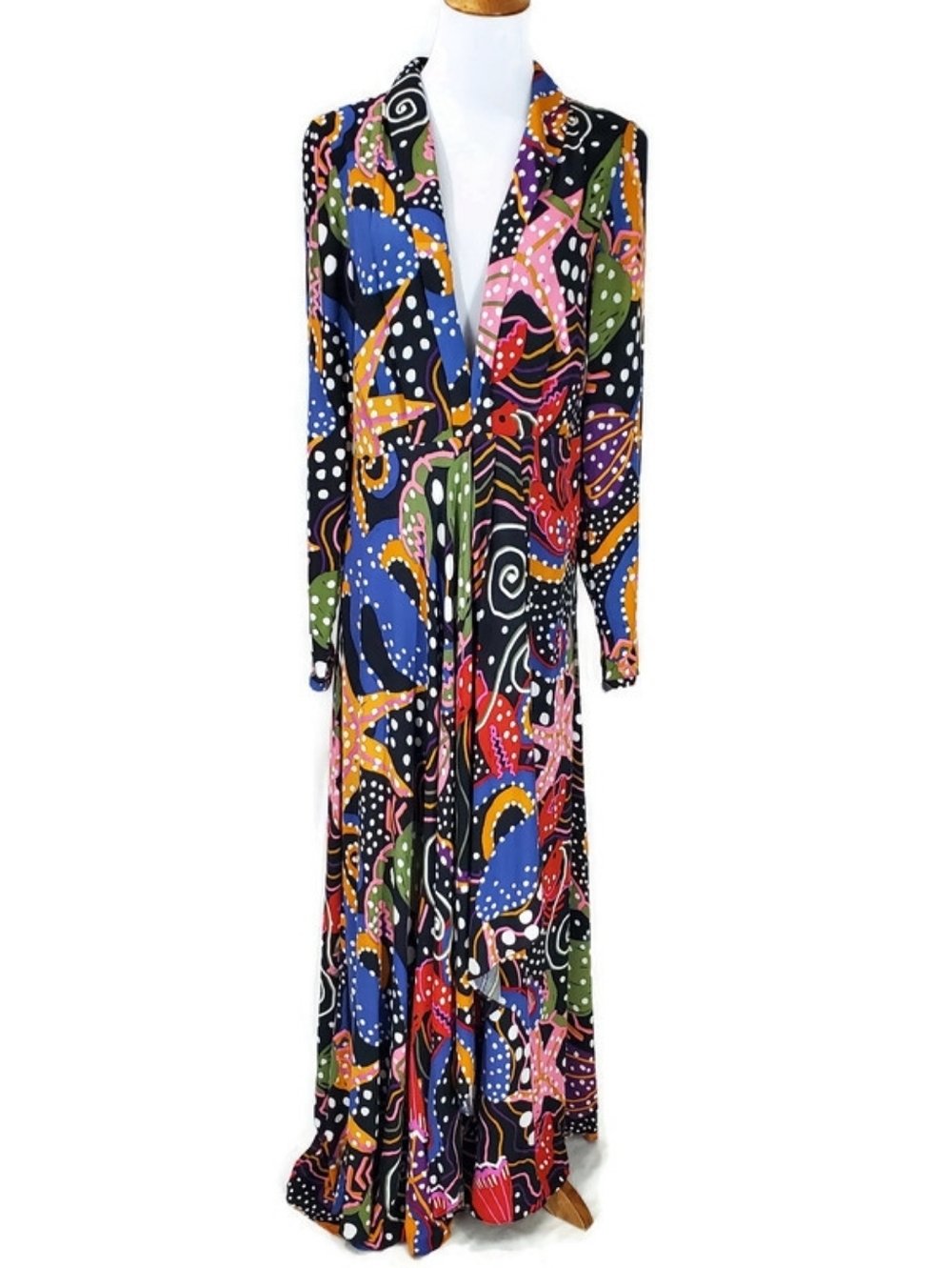 Farm Rio Under the Sea Plunge Neck Maxi Dress Beach Vacation Cruise Wedding Sz S - Picture 3 of 16